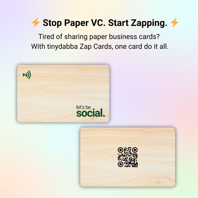 Information graphic from the Amazon listing for tinydabba Zap NFC Smart Digital Business Card