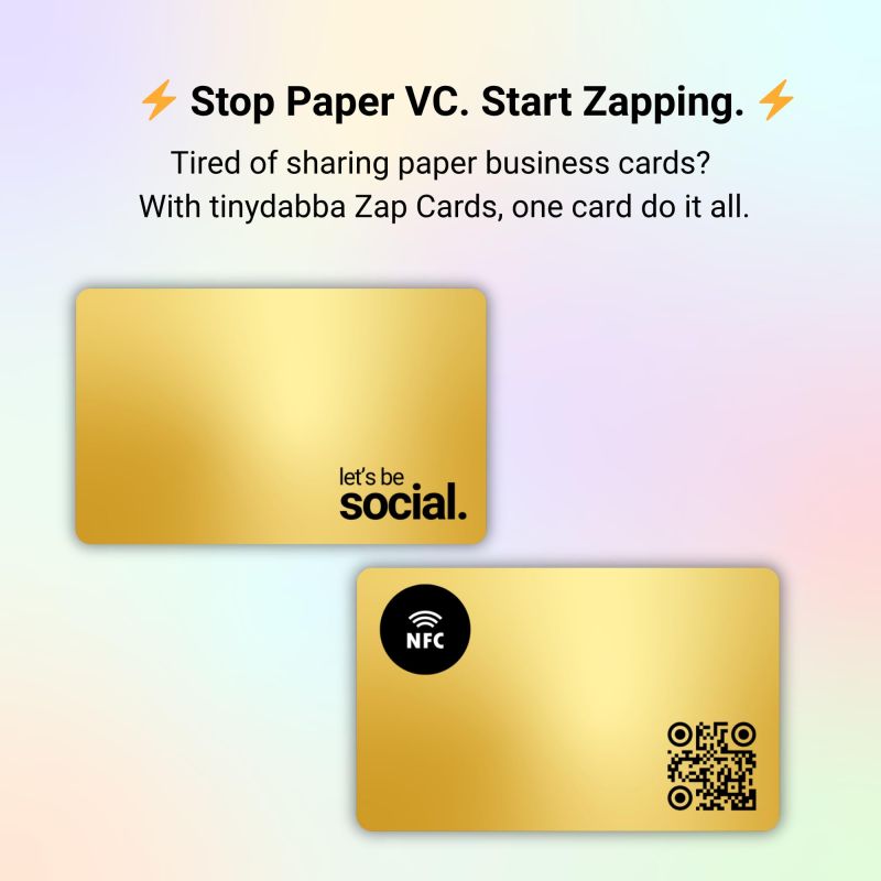Information graphic from the Amazon listing for tinydabba Zap NFC Smart Digital Business Card