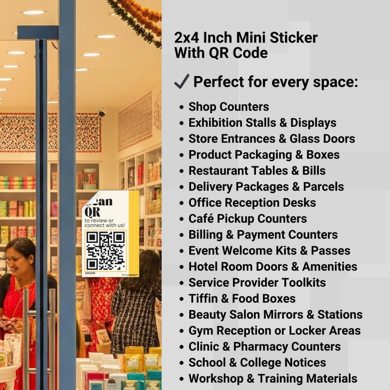 Information graphic from the Amazon listing for tinydabba Dynamic QR Code Stickers