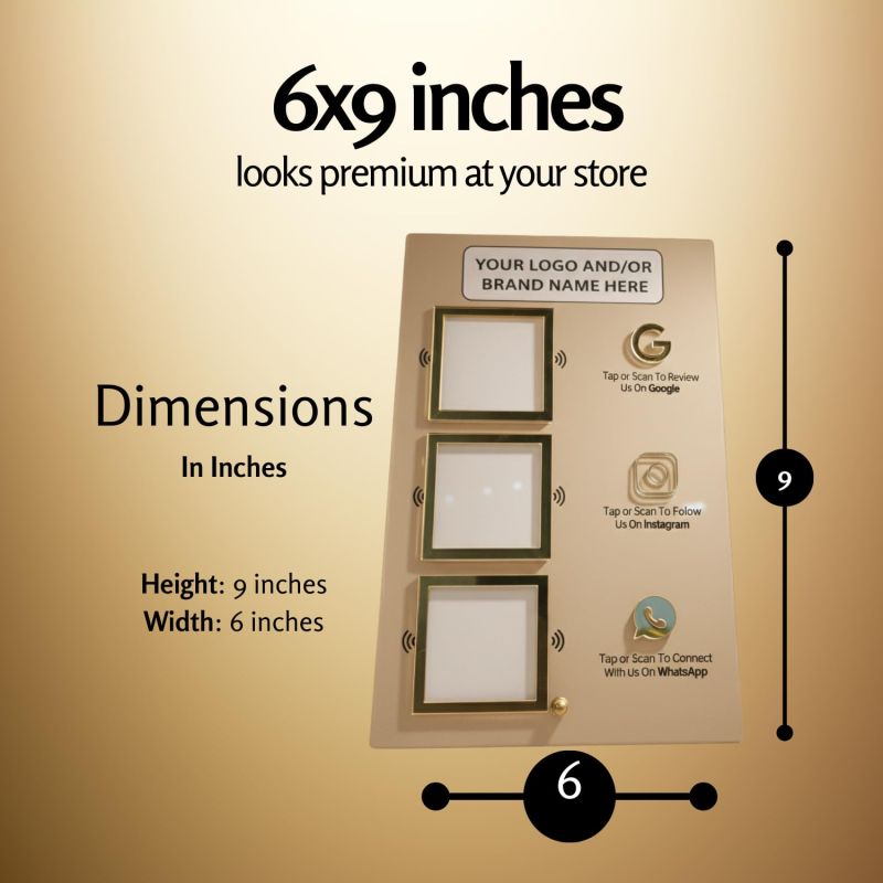 Information graphic from the Amazon listing for tinydabba Custom 3 QR & NFC Standee