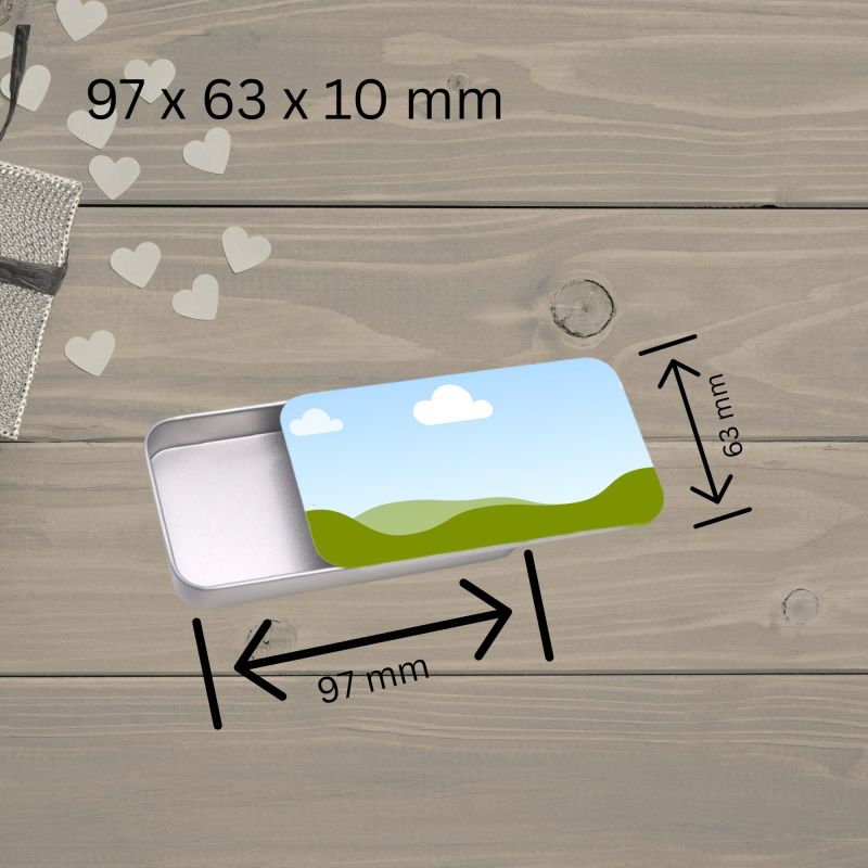 Information graphic from the Amazon listing for tinydabba Sliding Aluminum Tin Can