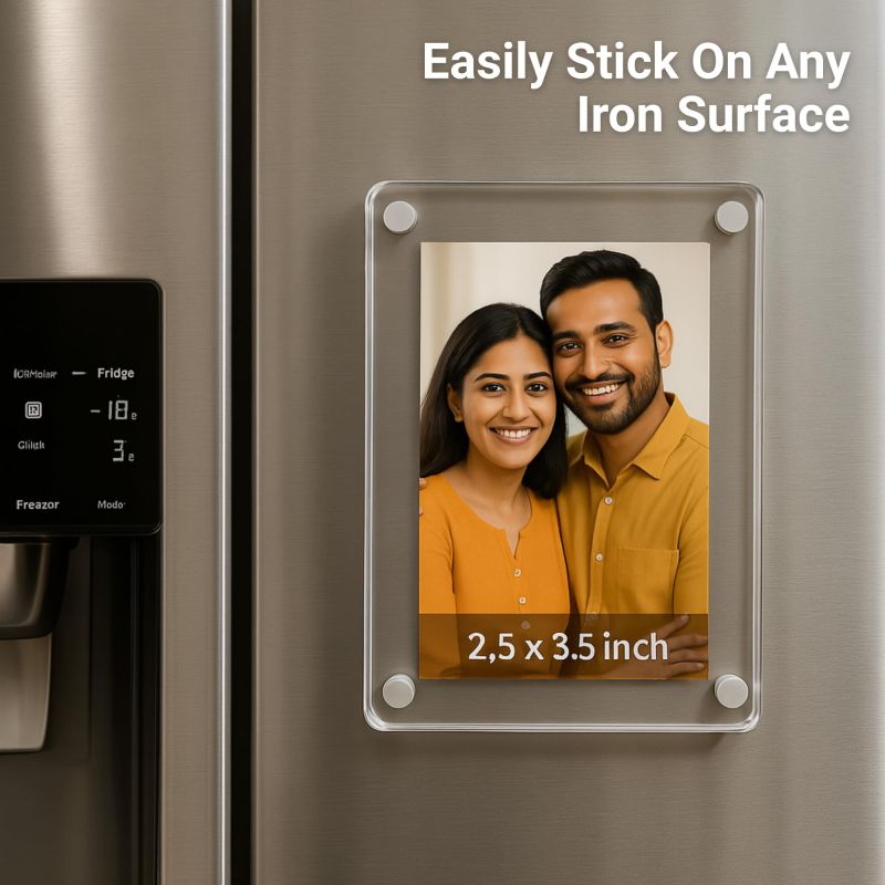 Information graphic from the Amazon listing for tinydabba Magnetic Acrylic Photo Frame
