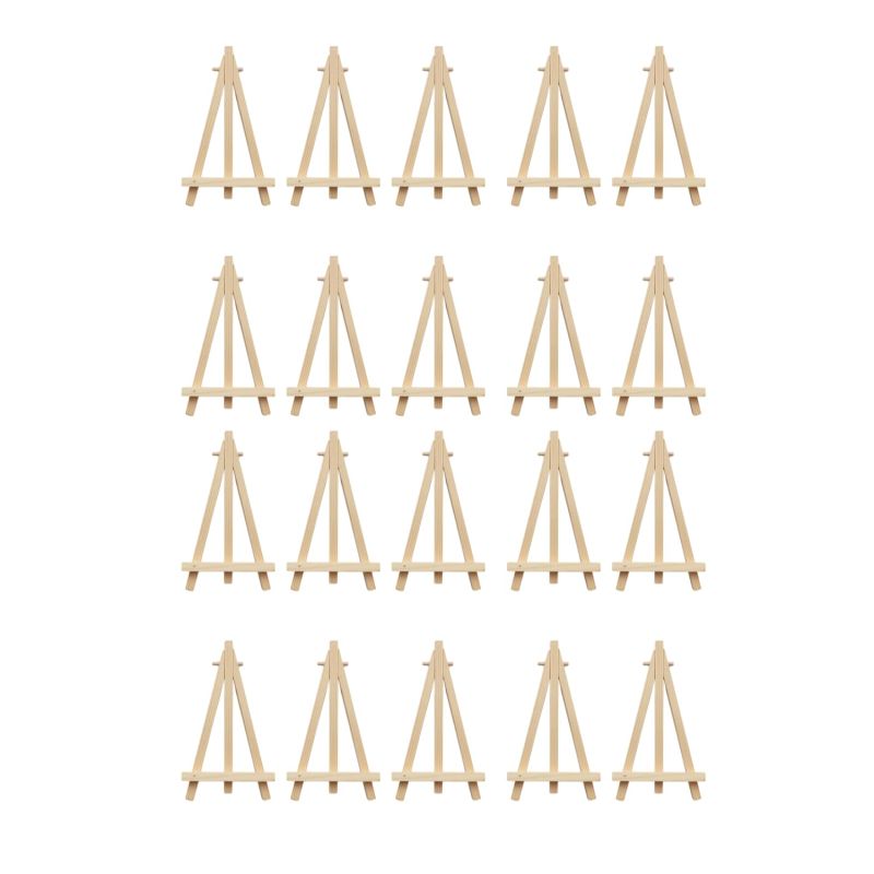 tinydabba 6-Inch Mini Wooden Easel Set (Pack of 20)