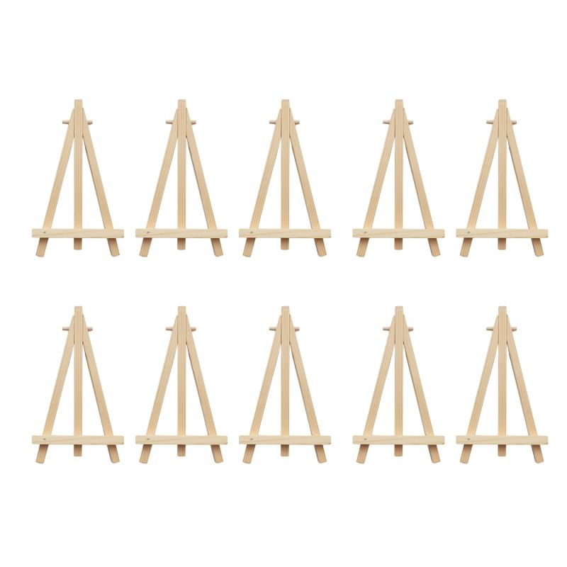tinydabba 6-Inch Mini Wooden Easel Set (Pack of 10)