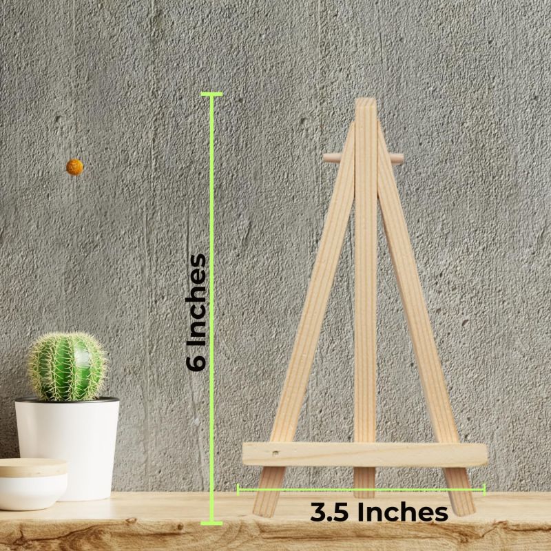 Information graphic from the Amazon listing for tinydabba 6-Inch Mini Wooden Easel Set (Pack of 10)