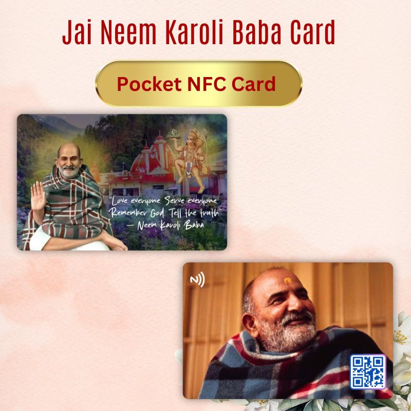 Information graphic from the Amazon listing for Neem Karoli Baba Card