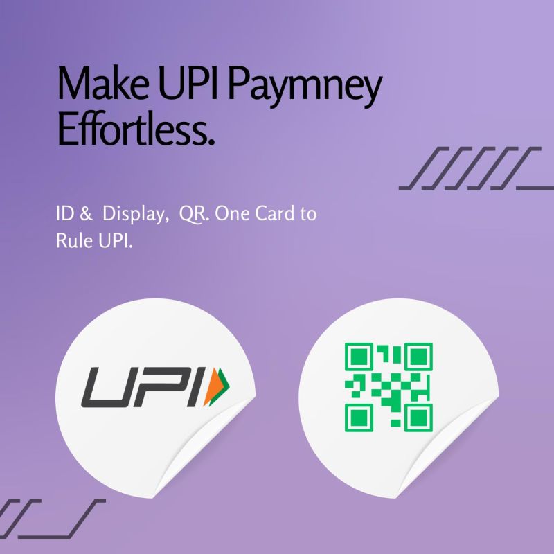 Information graphic from the Amazon listing for Custom Dual UPI QR Code Display Card, UV Printed, Front and Back Dual QR or Singel QR Support