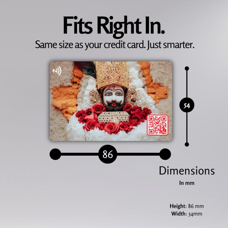 Information graphic from the Amazon listing for Khatu Shyam Baba Pocket Card