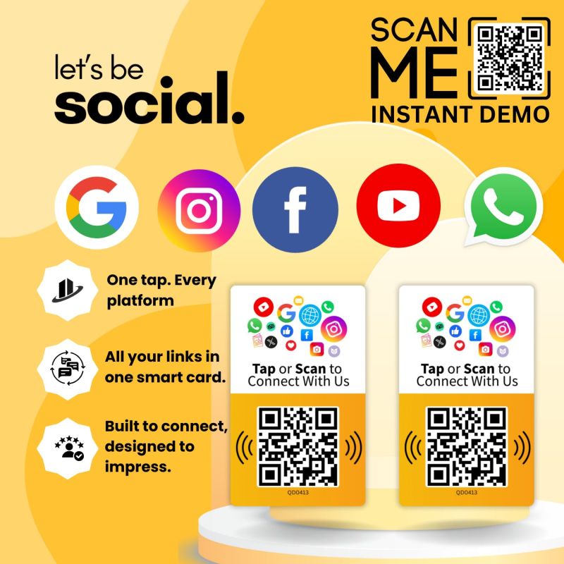 Information graphic from the Amazon listing for tinydabba Social Media Card