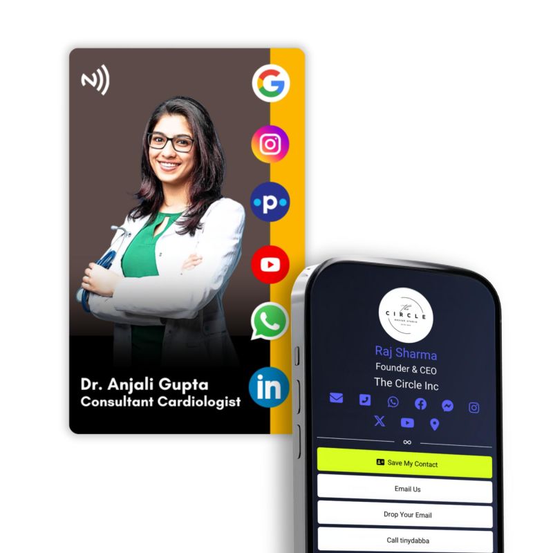 tinydabba Custom Photo Zap NFC Smart Digital Business Card for Doctors