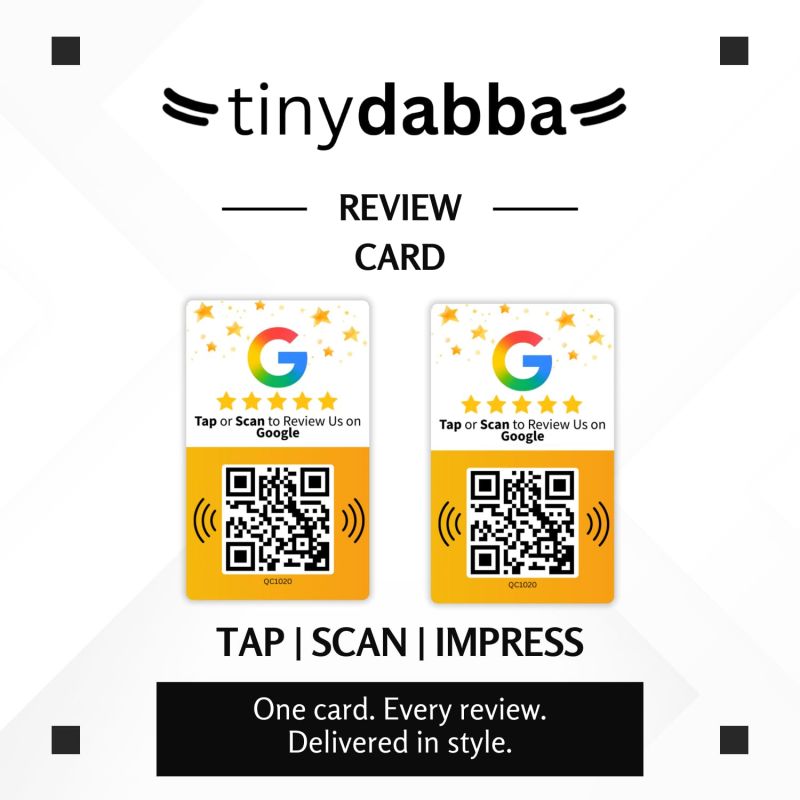 Information graphic from the Amazon listing for tinydabba Review NFC Card