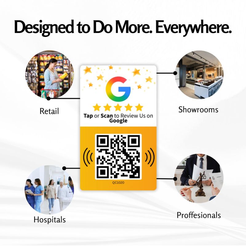 Information graphic from the Amazon listing for tinydabba Review NFC Card