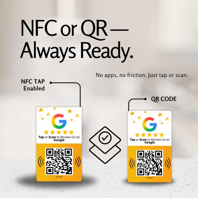 Information graphic from the Amazon listing for tinydabba Review NFC Card