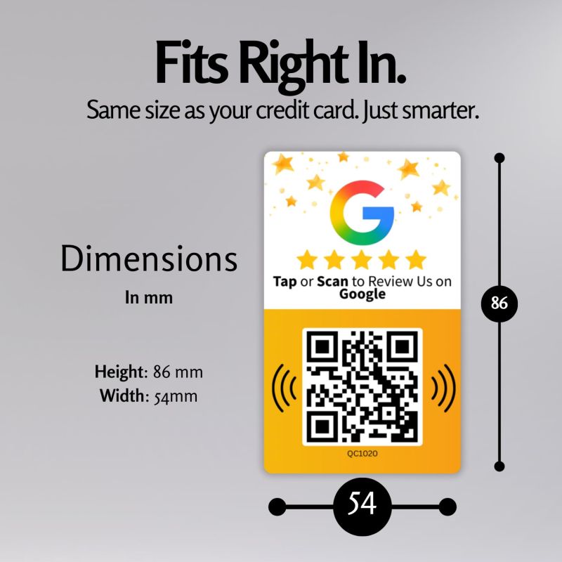 Information graphic from the Amazon listing for tinydabba Review NFC Card