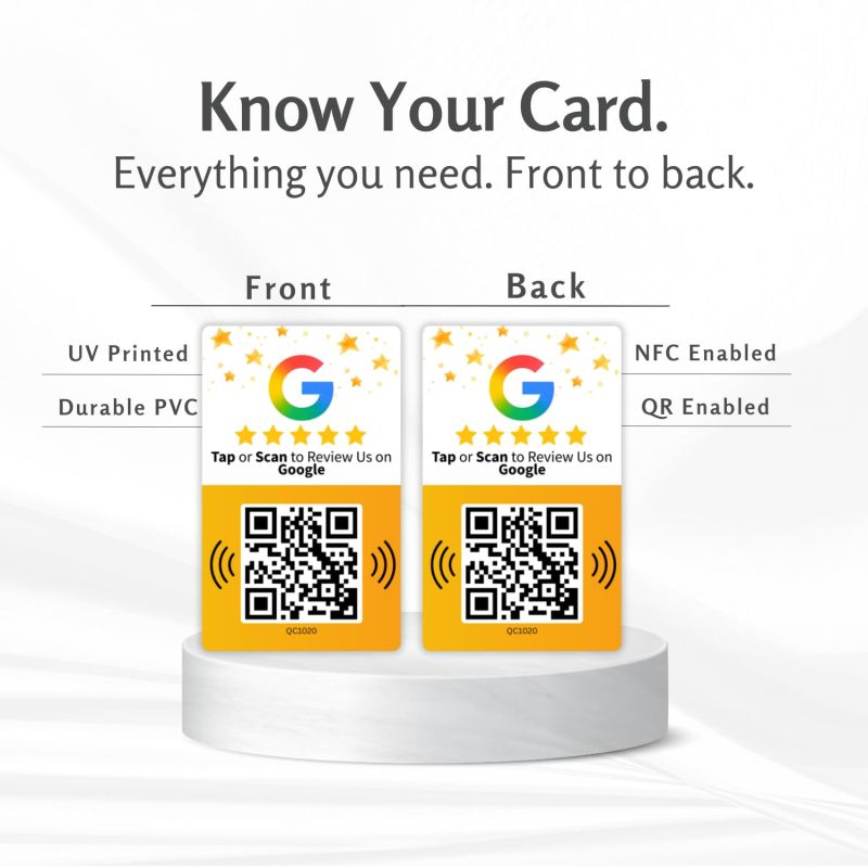 Information graphic from the Amazon listing for tinydabba Review NFC Card