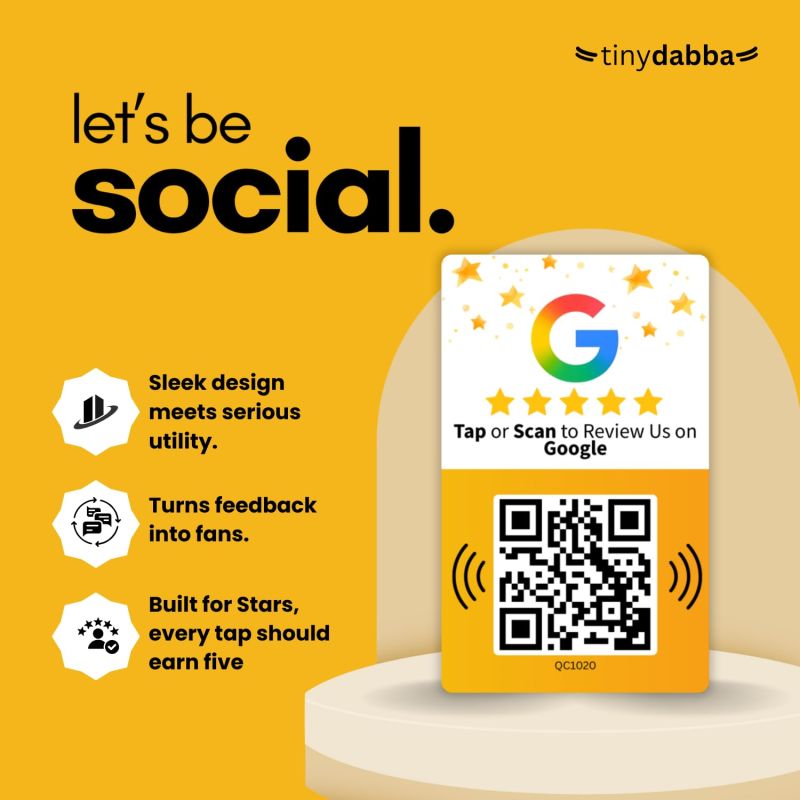 Information graphic from the Amazon listing for tinydabba Review NFC Card