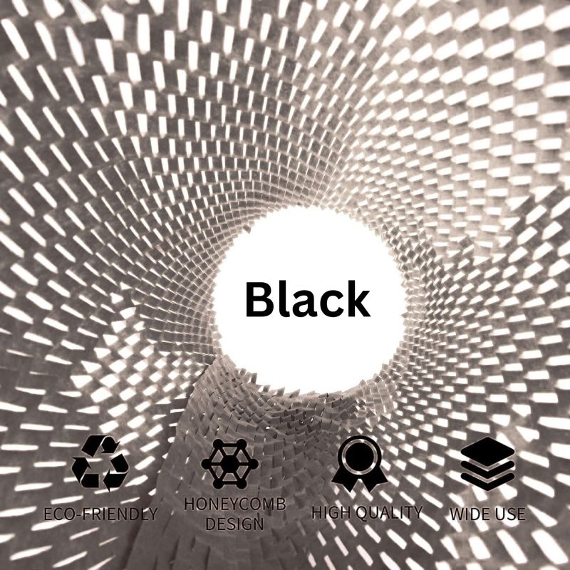 Information graphic from the Amazon listing for Tinydabba Honeycomb Packing Paper, Black, Paper Material, 15 Inches x 10 Metres Roll, Cushioning and Wrapping for Shipping Protection