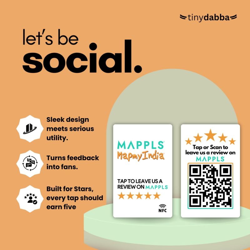 Information graphic from the Amazon listing for tinydabba Mappls Review NFC Card