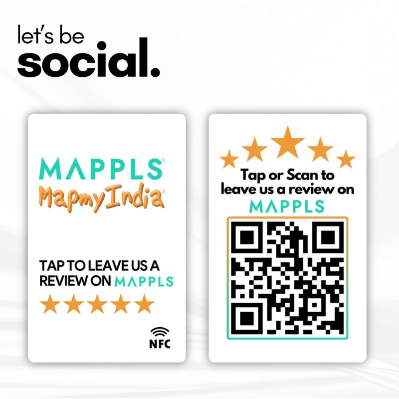 Information graphic from the Amazon listing for tinydabba Mappls Review NFC Card