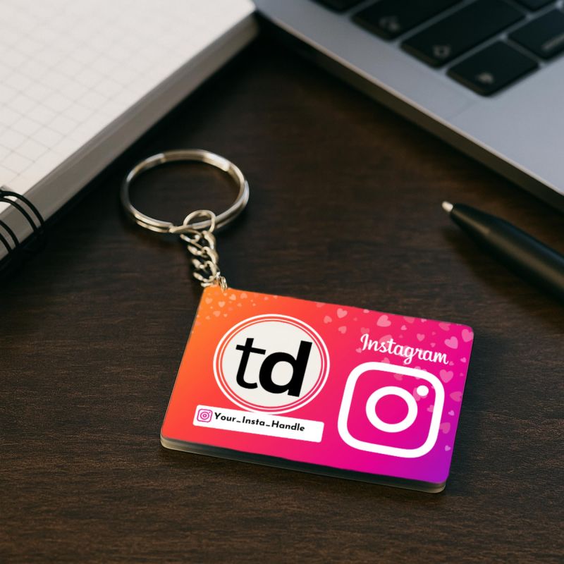 tinydabba Custom Instagram Acrylic Keychain, Personalized Profile Photo and Handle Design, 7.6 x 5.1 cm, 3mm Thick Clear Acrylic