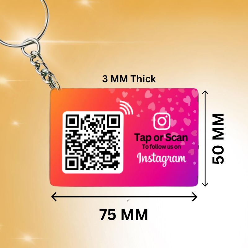 Information graphic from the Amazon listing for tinydabba Custom Instagram Acrylic Keychain, Personalized Profile Photo and Handle Design, 7.6 x 5.1 cm, 3mm Thick Clear Acrylic