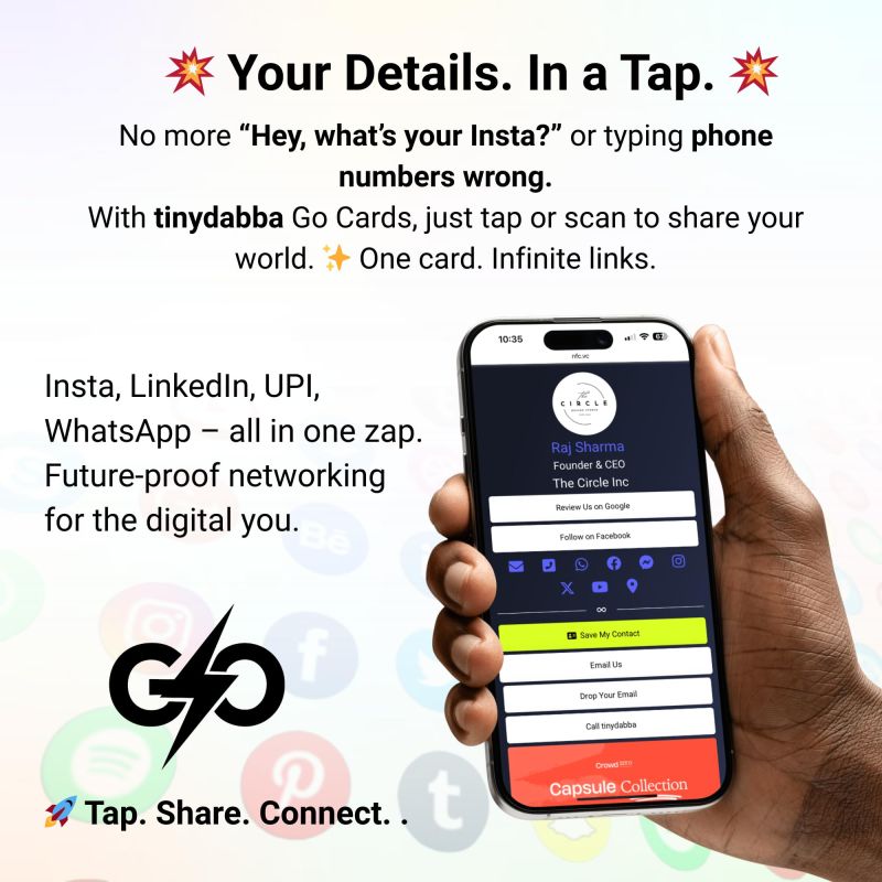 Information graphic from the Amazon listing for tinydabba NFC Smart Digital Business Card