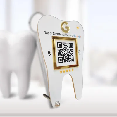 tinydabba Premium Dental Tooth Shaped NFC & QR Standee, from the Amazon listing