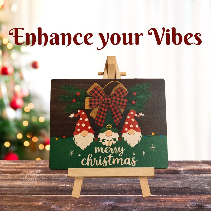 Information graphic from the Amazon listing for tinydabba Wooden Christmas Sign Plaque with Easel Stand