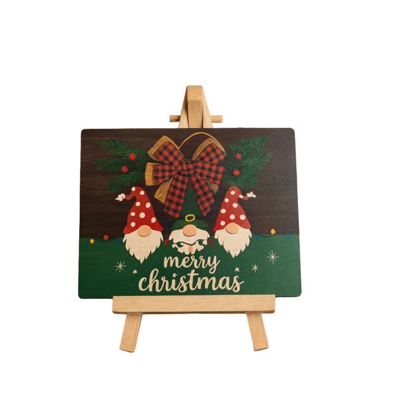 tinydabba Wooden Christmas Sign Plaque with Easel Stand