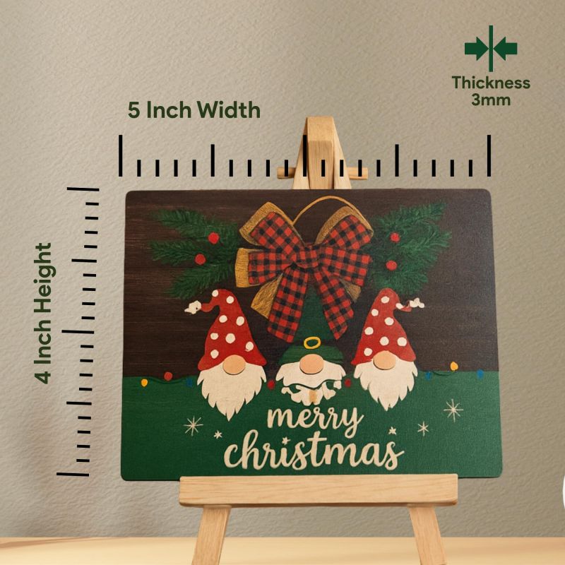 Information graphic from the Amazon listing for tinydabba Wooden Christmas Sign Plaque with Easel Stand