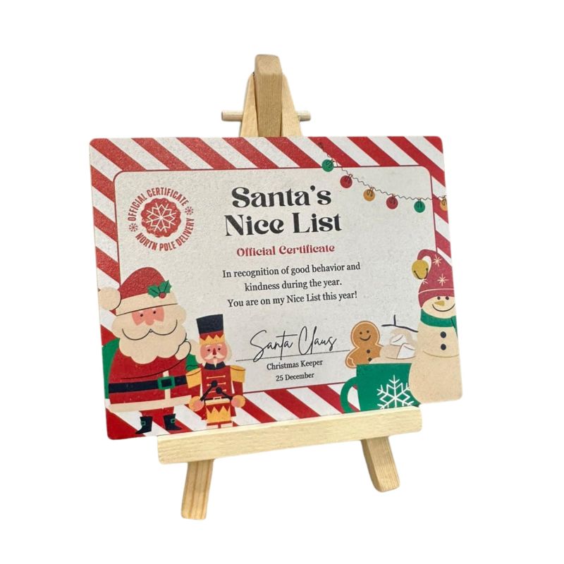 tinydabba Wooden Christmas Sign Plaque with Easel Stand