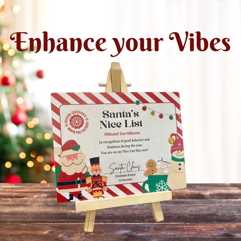 Information graphic from the Amazon listing for tinydabba Wooden Christmas Sign Plaque with Easel Stand