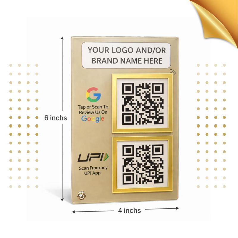 Information graphic from the Amazon listing for tinydabba Custom NFC Enabled QR Code Stand for Shop