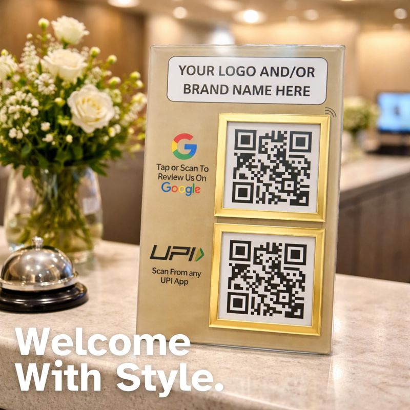 Information graphic from the Amazon listing for tinydabba Custom NFC Enabled QR Code Stand for Shop