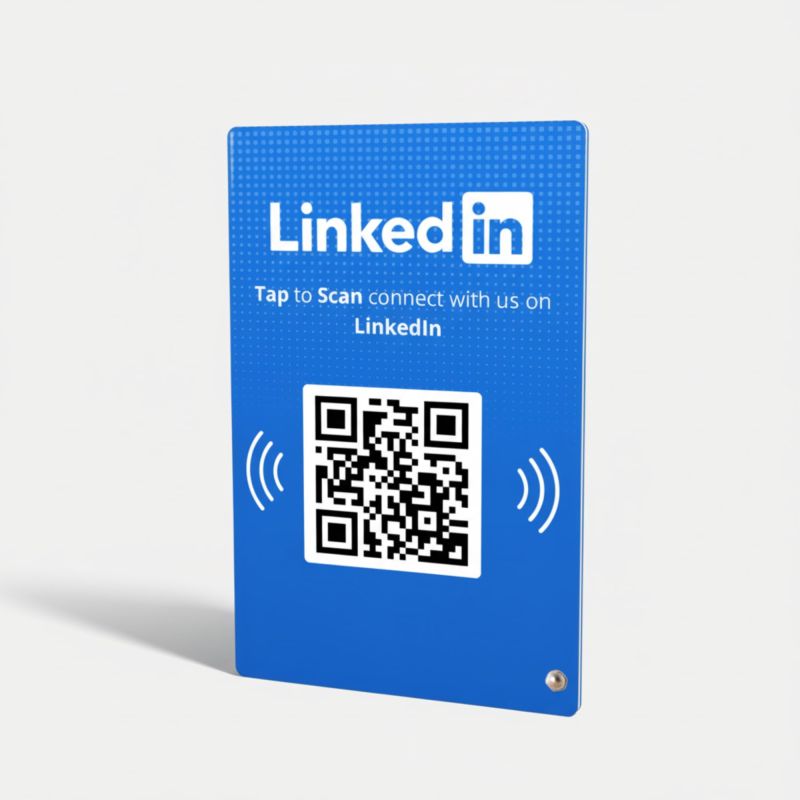 tinydabba LinkedIn Standee, 4 x 6 Inches, 3 mm Acrylic Desk Display, NFC & QR Code Enabled, Professional Networking Stand for Office, Events & Counters