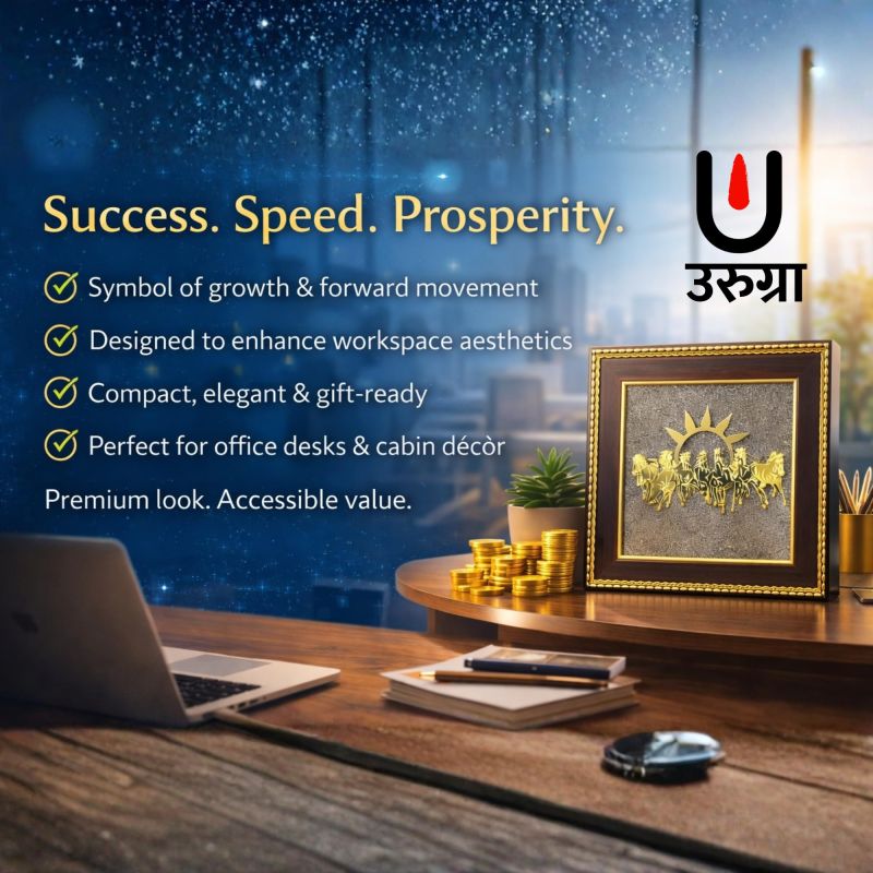 Information graphic from the Amazon listing for urugra 7 Running Horses on Raw Pyrite Frame