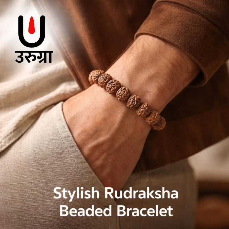 Information graphic from the Amazon listing for urugra 5 Mukhi Rudraksha Bracelet for Men & Women