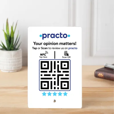 tinydabba Practo Review Standee with NFC & QR Code, from the Amazon listing