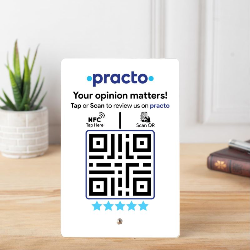 tinydabba Practo Review Standee with NFC & QR Code